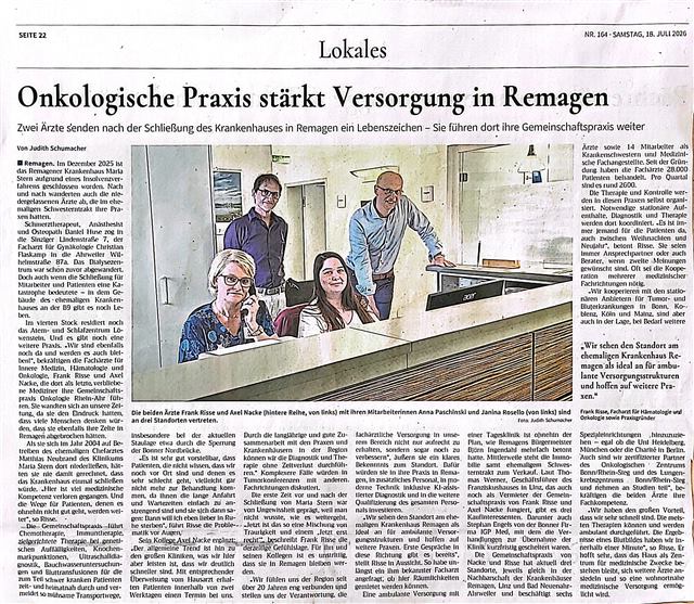 Onkologische Praxis stärkt Versorgung in Remagen